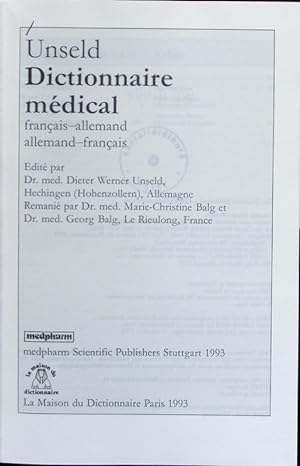 Bild des Verkufers fr Dictionnaire mdical. zum Verkauf von Antiquariat Bookfarm