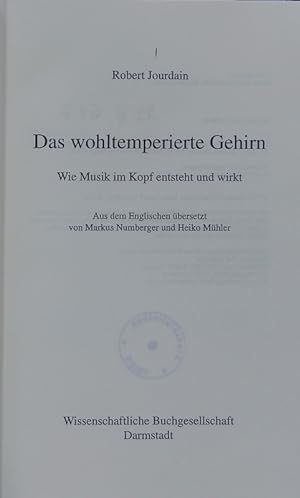 Seller image for Das wohltemperierte Gehirn. for sale by Antiquariat Bookfarm
