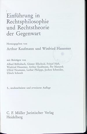 Bild des Verkufers fr Einfhrung in Rechtsphilosophie und Rechtstheorie der Gegenwart. zum Verkauf von Antiquariat Bookfarm