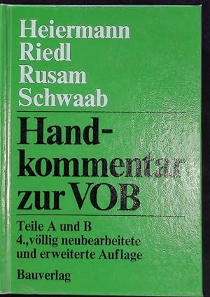 Image du vendeur pour Handkommentar zur VOB; Teile A und B. mis en vente par Antiquariat Bookfarm