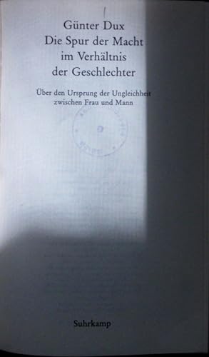 Seller image for Die Spur der Macht im Verhltnis der Geschlechter. for sale by Antiquariat Bookfarm