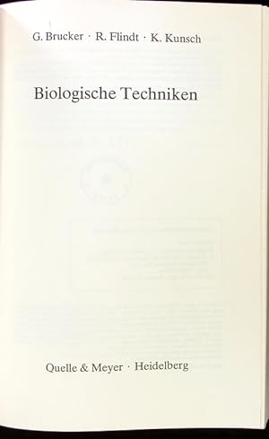 Bild des Verkufers fr Biologische Techniken. zum Verkauf von Antiquariat Bookfarm