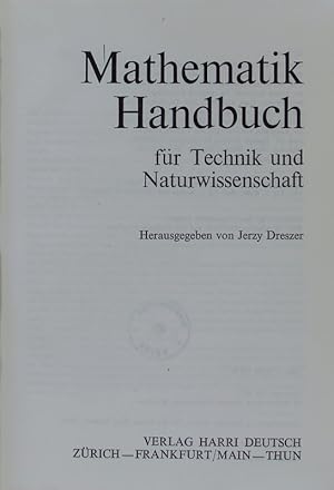 Seller image for Mathematik-Handbuch fr Technik und Naturwissenschaft. for sale by Antiquariat Bookfarm