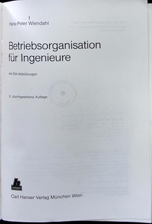 Seller image for Betriebsorganisation fr Ingenieure. for sale by Antiquariat Bookfarm