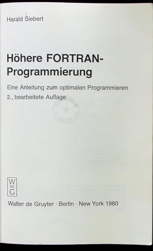 Bild des Verkufers fr Hhere FORTRAN-Programmierung. zum Verkauf von Antiquariat Bookfarm