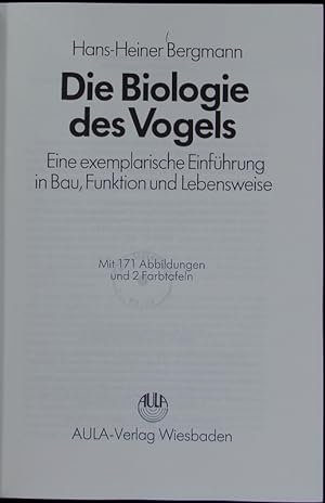 Seller image for Die Biologie des Vogels. for sale by Antiquariat Bookfarm