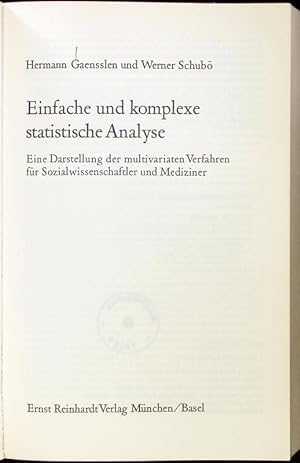 Seller image for Einfache und komplexe statistische Analyse. for sale by Antiquariat Bookfarm