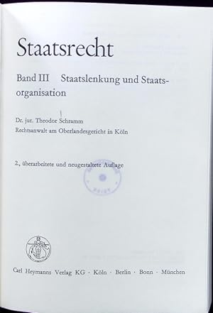 Seller image for Staatslenkung und Staatsorganisation. for sale by Antiquariat Bookfarm