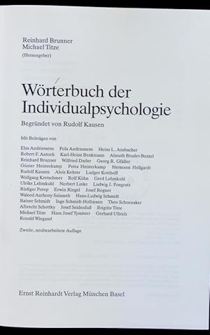 Bild des Verkufers fr Wrterbuch der Individualpsychologie. zum Verkauf von Antiquariat Bookfarm