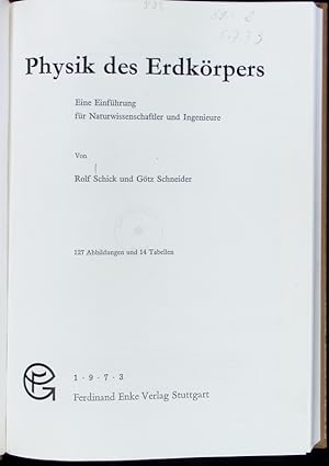 Seller image for Physik des Erdkrpers. for sale by Antiquariat Bookfarm