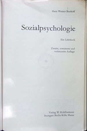 Bild des Verkufers fr Sozialpsychologie. zum Verkauf von Antiquariat Bookfarm