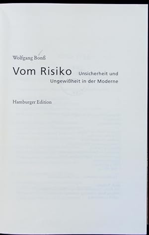 Image du vendeur pour Vom Risiko. mis en vente par Antiquariat Bookfarm
