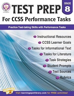 Imagen del vendedor de Test Prep for CCSS Performance Tasks, Grade 8 a la venta por GreatBookPrices