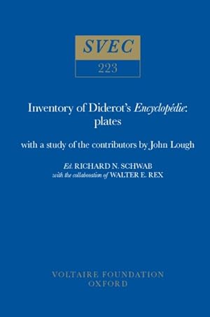 Imagen del vendedor de Inventory of Diderot's Encyclopdie - Plates : With a Study of the Contributors by John Lough a la venta por GreatBookPrices