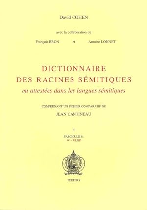 Seller image for Dictionnaire Des Racines Semitiques : Ou Attestees Dans Les Langues Semitiques: Fascicule 6: W-wlhp -Language: French for sale by GreatBookPrices