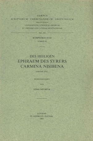 Seller image for Des Heiligen Ephraem des Syrers Carmina Nisiben, I -Language: German for sale by GreatBookPrices