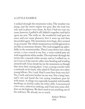 Imagen del vendedor de Little Ramble : In the Spirit of Robert Walser a la venta por GreatBookPrices