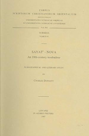 Bild des Verkufers fr Sayat'-nova : An 18th-century Troubadour: a Biographical and Literary Study zum Verkauf von GreatBookPrices