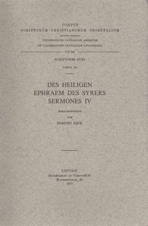 Seller image for Des Heiligen Ephraem Des Syrers Sermones IV -Language: French for sale by GreatBookPrices