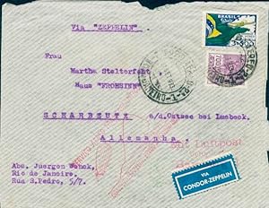Brief Südamerikafahrt 1933, LZ 127 Graf Zeppelin, Brasilianische Post