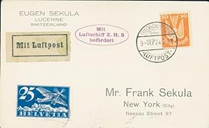 Ansichtskarte / Postkarte Amerikafahrt 1924, LZ 126, ZR 3, Luzern - Friedrichshafen - New York