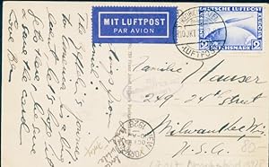 Ansichtskarte / Postkarte Amerikafahrt 1928, LZ 127 Graf Zeppelin, Friedrichshafen New York, Luft...