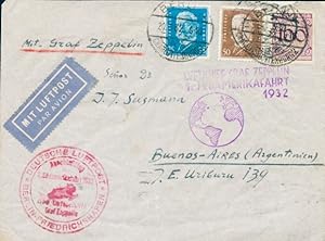 Brief Südamerikafahrt 20.3.1932, LZ 127 Graf Zeppelin, Anschlussflug Berlin Friedrichshafen