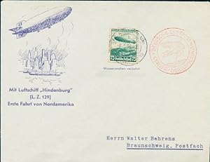 Brief Nordamerikafahrt 1936, LZ 129 Graf Hindenburg, Deutsche Luftpost Europa-Nordamerika