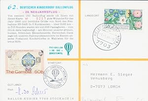 Ansichtskarte / Postkarte Ballonpost, 62. Deutscher Kinderdorf Ballonflug, 26. Neujahrsflug, Frei...