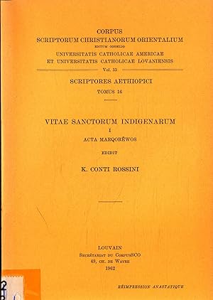 Bild des Verkufers fr Vitae Sanctorum Indigenarum I Acta Marquorewos - Scriptores Aethiopici Tomus 16 Vol. 33 zum Verkauf von avelibro OHG