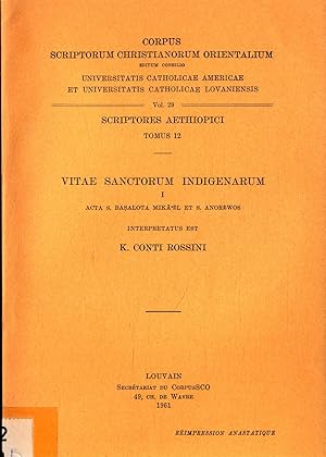 Bild des Verkufers fr Vitae Sanctorum Indigenarum I Acta S. Basalota Mika-el et S. Anorewos - Scriptores Aethiopici Tomus 12 Vol. 29 zum Verkauf von avelibro OHG