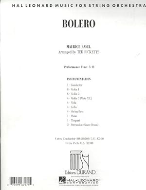 Seller image for Bolero : Hal Leonard Music for String Orchestra, Conductor for sale by GreatBookPrices