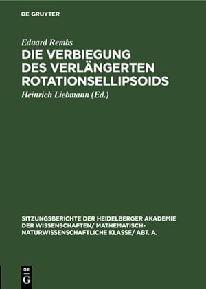 Seller image for Die Verbiegung Des Verlngerten Rotationsellipsoids -Language: german for sale by GreatBookPrices
