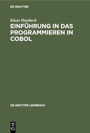 Bild des Verkufers fr Hambeck : Einf I D Programmie-ren I.cobol 3a2ae Lg -Language: german zum Verkauf von GreatBookPrices