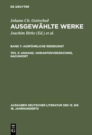 Seller image for Anhang, Variantenverzeichnis, Nachwort -Language: german for sale by GreatBookPrices