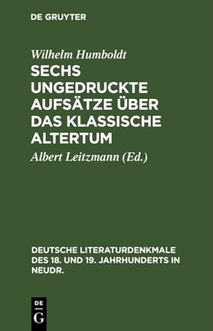 Seller image for Sechs Ungedruckte Aufstze ber Das Klassische Altertum -Language: german for sale by GreatBookPrices