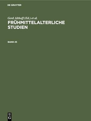 Seller image for Frhmittelalterliche Studien -Language: german for sale by GreatBookPrices