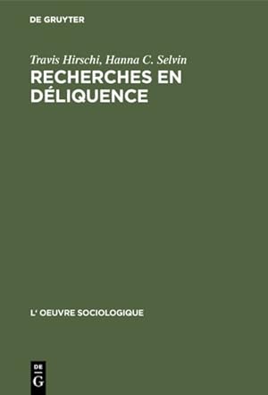 Seller image for Recherches En Dliquence : Principes De L?analyse Quantitative for sale by GreatBookPrices
