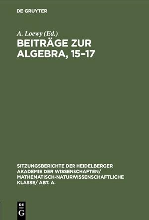 Seller image for Beitrge Zur Algebra -Language: german for sale by GreatBookPrices