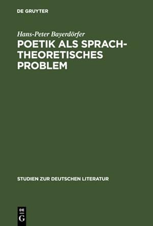 Seller image for Poetik Als Sprachtheoretisches Problem -Language: german for sale by GreatBookPrices