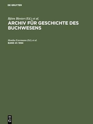 Image du vendeur pour Archiv Fr Geschichte Des Buchwesens 1994 -Language: german mis en vente par GreatBookPrices