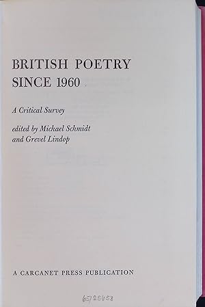 Seller image for British Poetry since 1960 for sale by books4less (Versandantiquariat Petra Gros GmbH & Co. KG)