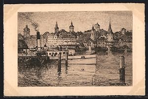 Künstler-Ansichtskarte Luzern, Blick auf die Musseggtürme
