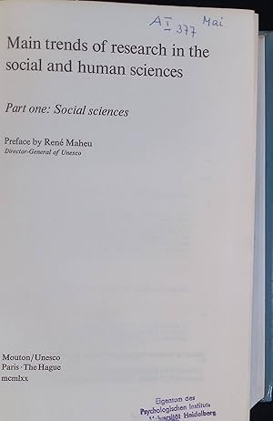 Seller image for Main trends of research in the social and human sciences, part one: Social sciences New Babylon: Studies in the behavioral sciences, 8 for sale by books4less (Versandantiquariat Petra Gros GmbH & Co. KG)