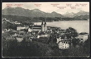 Ansichtskarte Luzern, Hofkirche und Alpen