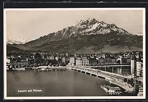 Ansichtskarte Luzern, Stadtansicht mit Pilatus