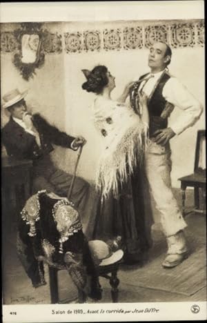 Künstler Ansichtskarte / Postkarte Diffre, J., Vor dem Stierkampf, Salon von 1909