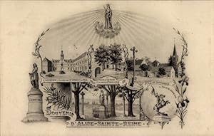 Ansichtskarte / Postkarte Alise Sainte Reine Côte-dOr, L'Hospice, Kirche, Statue Jeanne d'Arc, M...