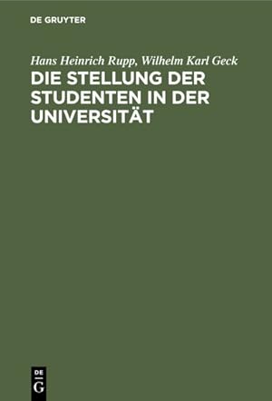 Seller image for Die Stellung Der Studenten in Der Universitt -Language: german for sale by GreatBookPrices