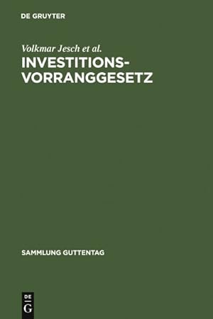 Image du vendeur pour Investitionsvorranggesetz : Kommentar -Language: German mis en vente par GreatBookPricesUK